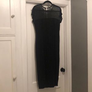 80s Vintage Laurence Kazar Beaded Black Dress
